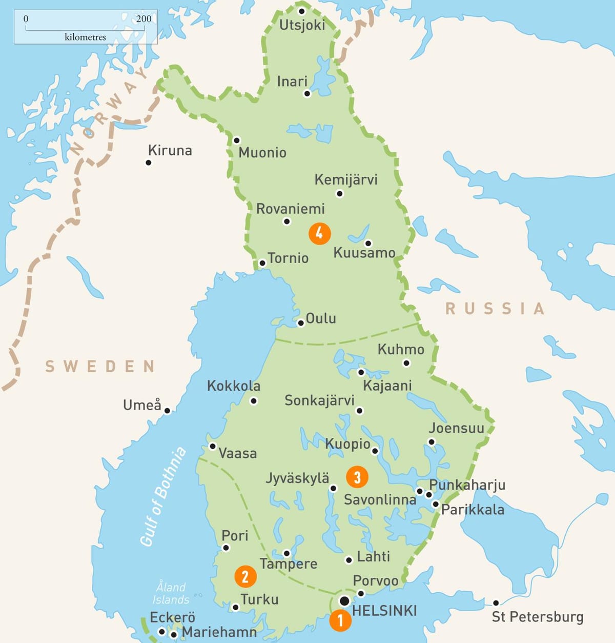 Térkép a Finn tavak