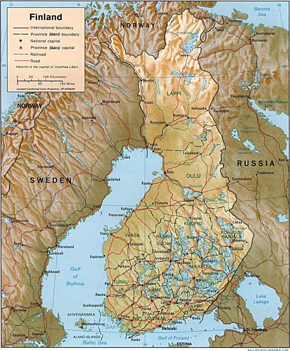 Térkép Finnország topográfiai