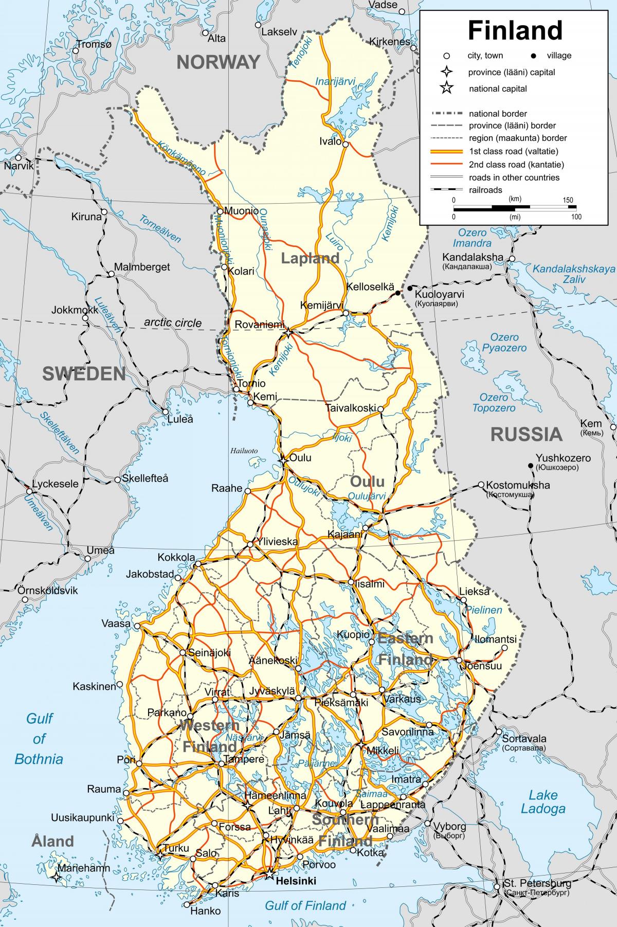Térkép Finnország politikai