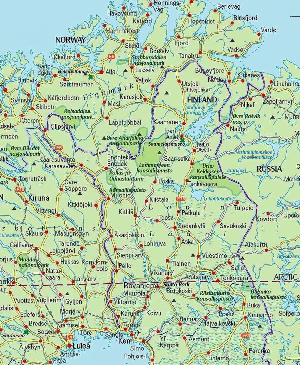 térkép Finnország, lappföld