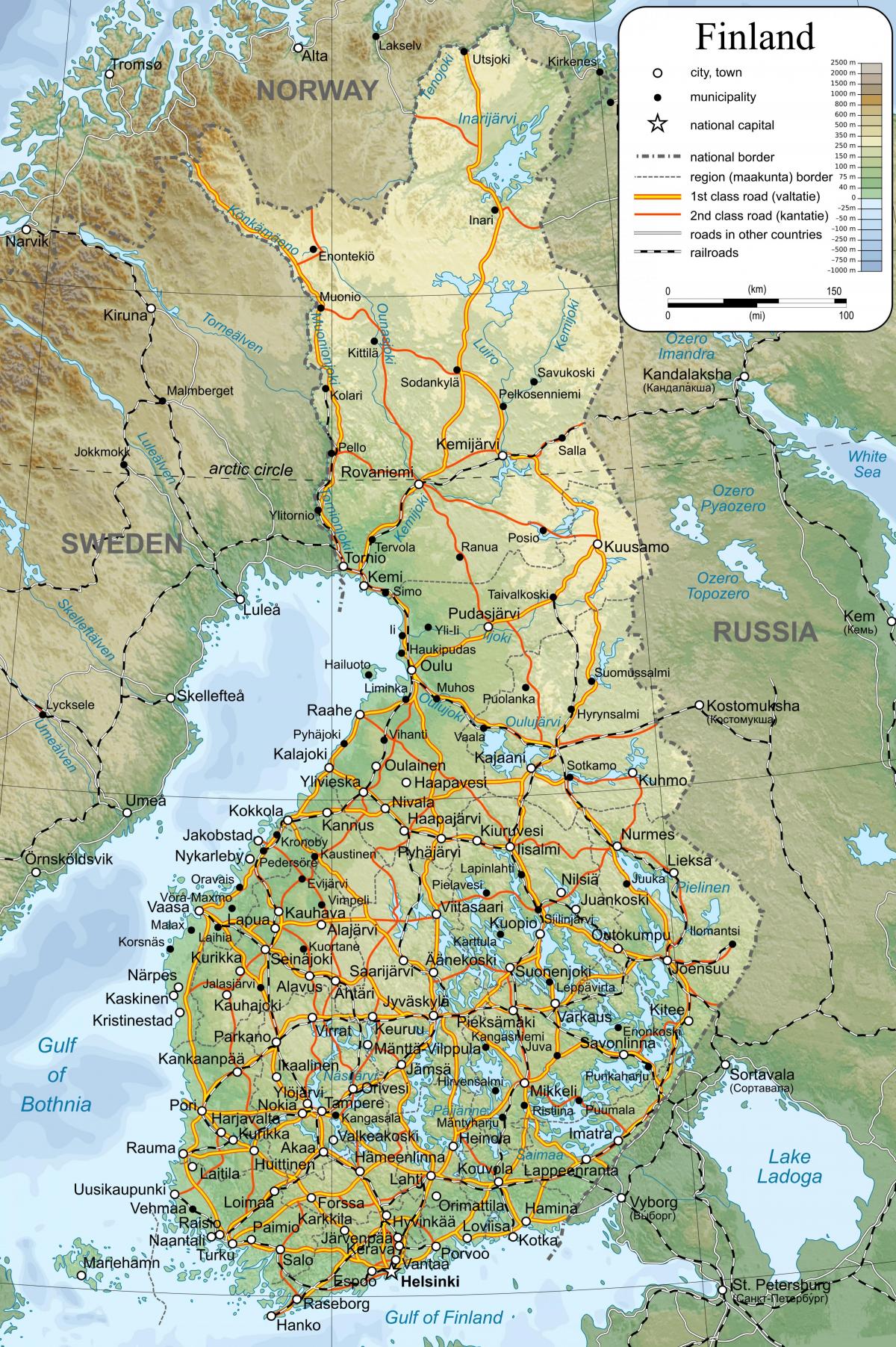 Térkép részletes térkép Finnország