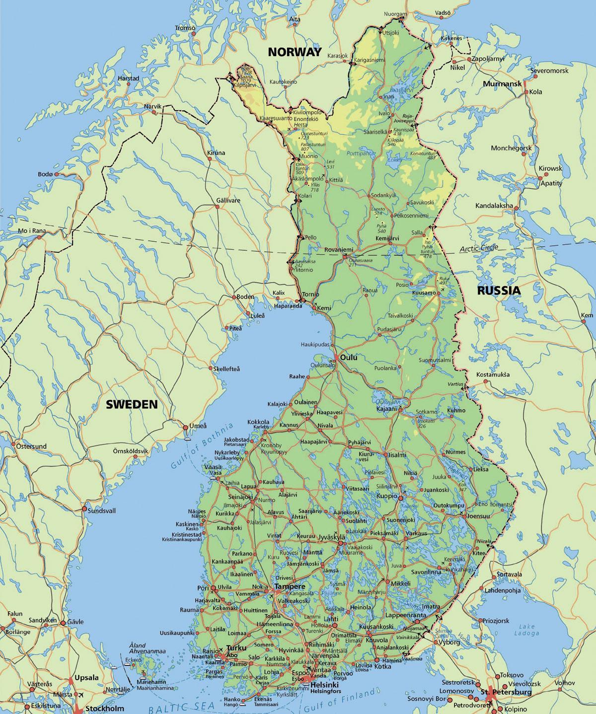 Térkép északi-sarkkör Finnország