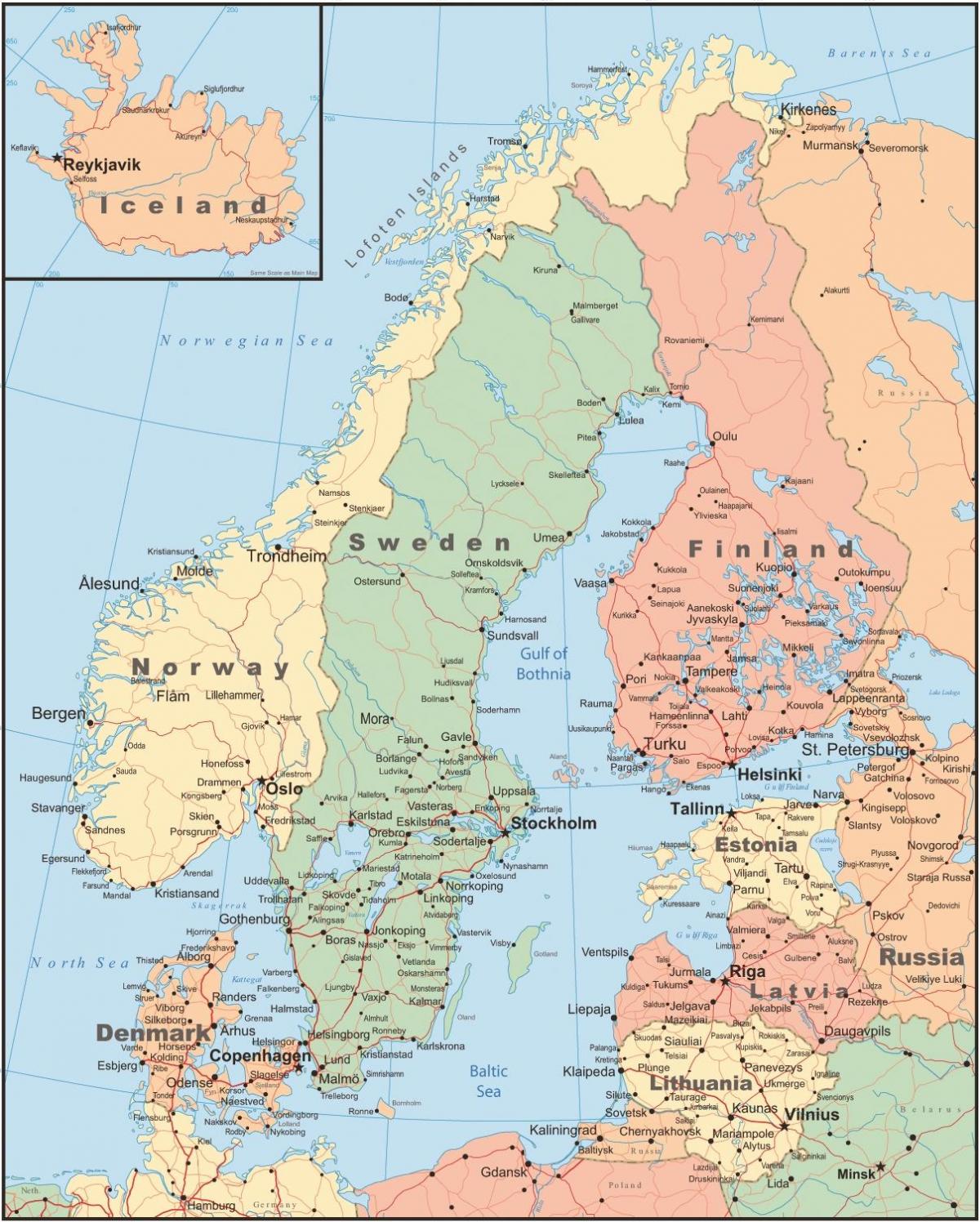 Térkép Finnország környező országokban