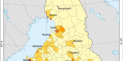 Finnország népsűrűség térkép